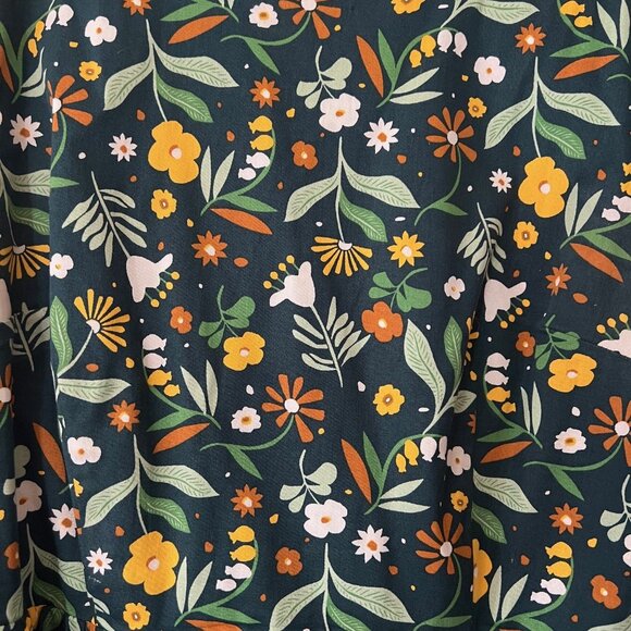 MODCLOTH x COLLECTIF Bustling Blooms Green Demira Floral Swing Dress US10 UK14 - Picture 3 of 8